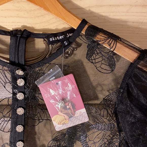 NWT Sister Jane Dream tiered flutter sleeve peplum rhinestone crystal blouse - Picture 8 of 16